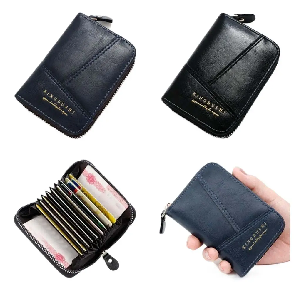 

Multi-position Men's Short Wallet Durable Anti-degaussing Pocket Purse Card Holder Large Capacity Zipper Wallet Shopping