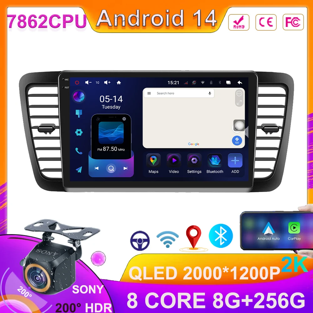 For Subaru Outback 3 Legacy 4 2004 2005 2007 2008 2009 Android Auto Multimedia Player Navigation GPS Carplay lettore 5G WIFI BT