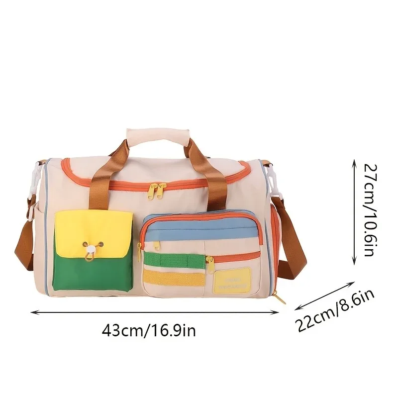 กระเป๋า Duffel ยิมผ้า Oxford ความจุขนาดใหญ่พร้อมช่องใส่รองเท้าและสายสะพายไหล่ปรับได้, กระเป๋าเดินทางหลายช่อง