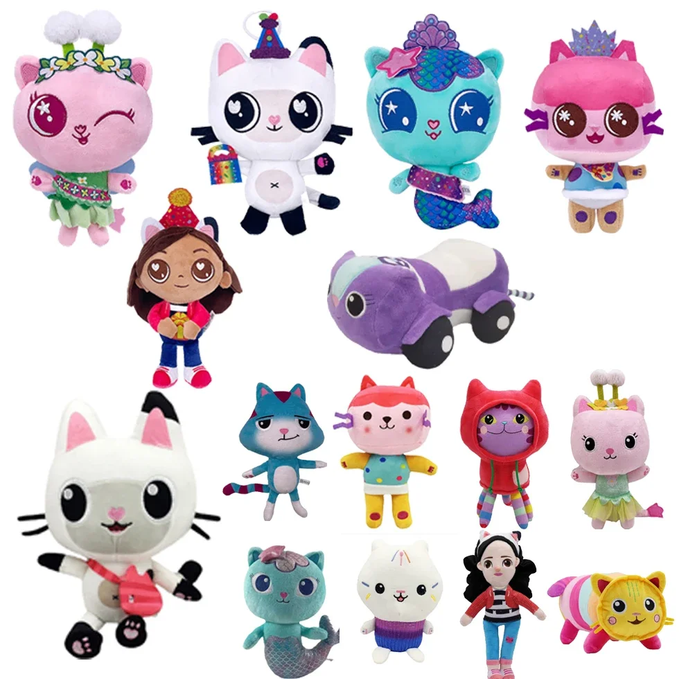 Mochila de Peluche de Gabby's Dollhouse, Juguete de Peluche de Gato, Gato Pastel, Sirena, Animales de Peluche, Muñecas de Peluche para Niños, Regalo