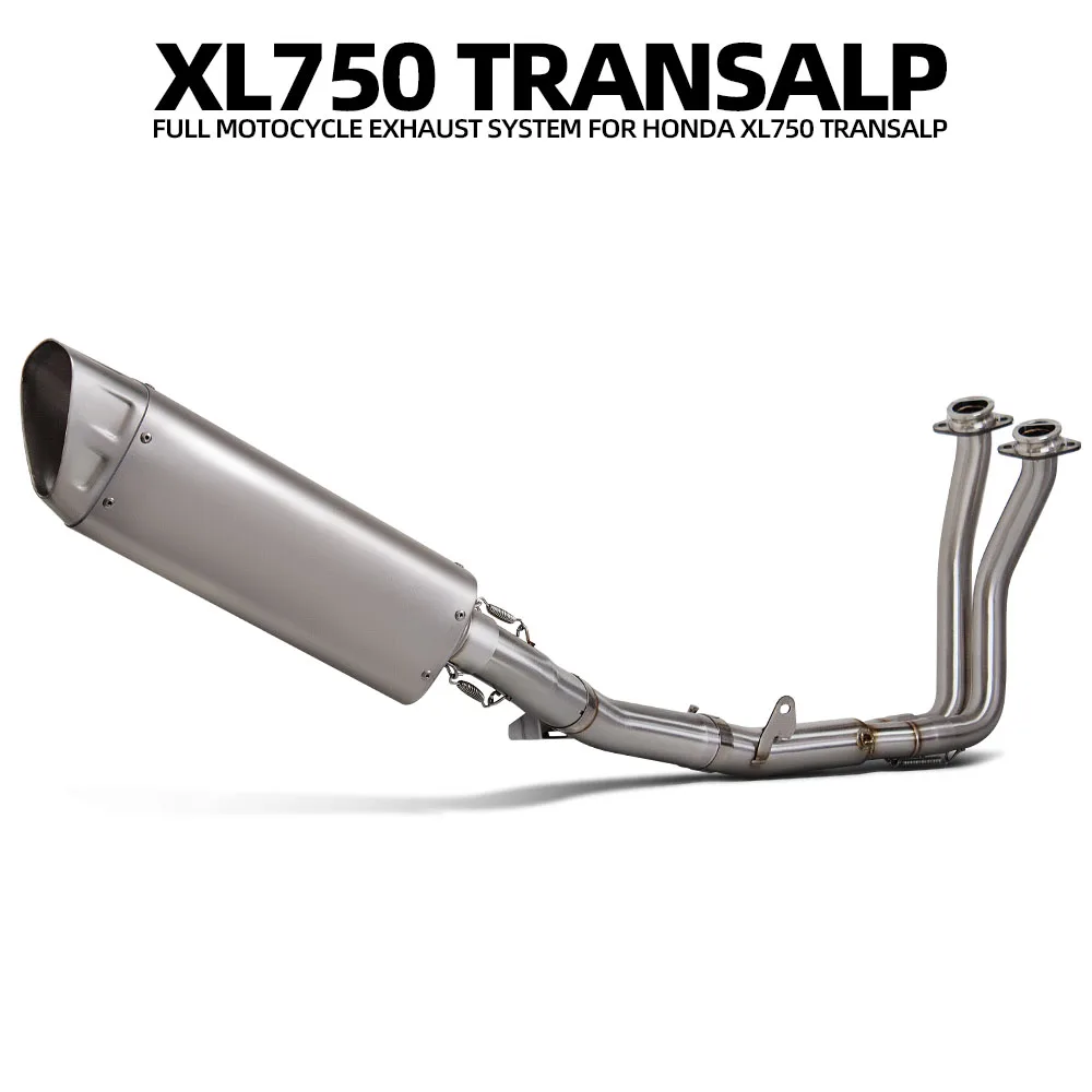 

Motorcycle Exhaust Full System with Weldable Hang ear Muffler Connect Header Tube For Honda XL750 Transalp 750