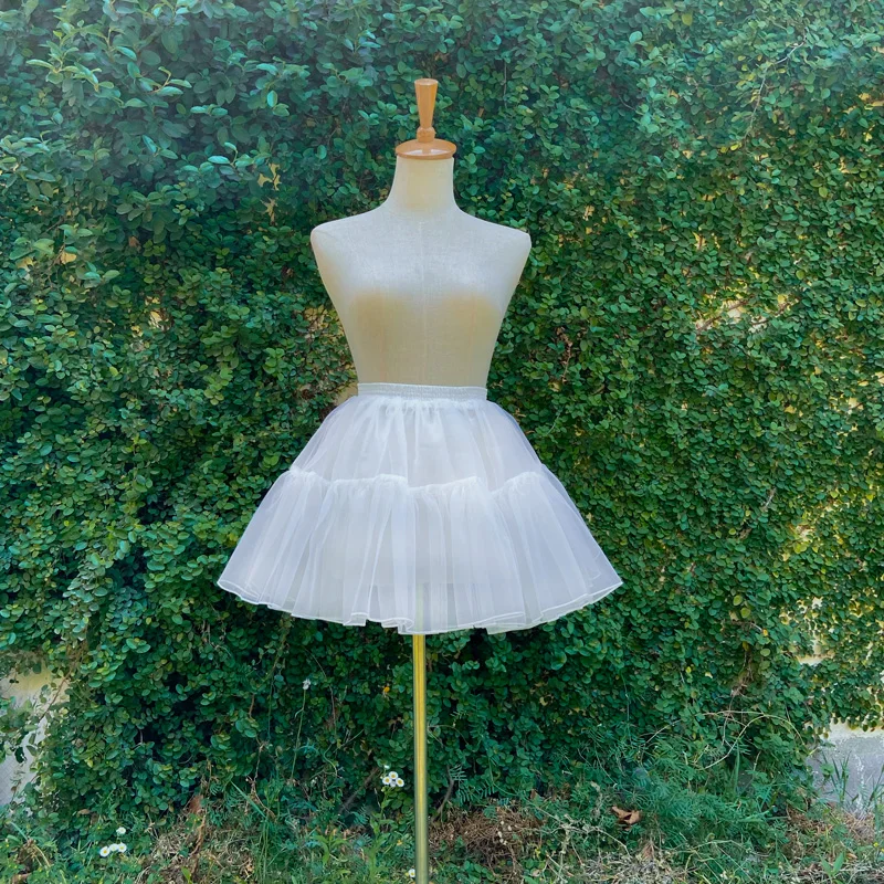 MAGOGO 35cm White Puffy Soft Gauze Lolita Underskirt Women Cosplay Ballgown Daily Boneless  Mini Skirt Petticoats Tutu Dress