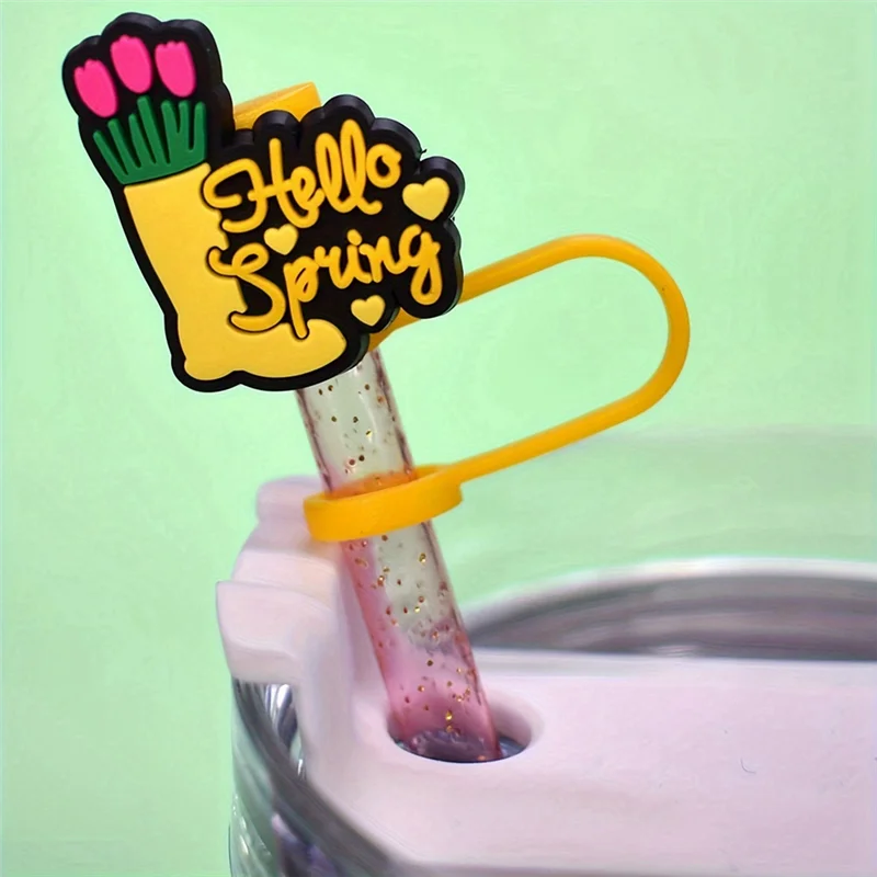 AB47-12Pcs Straw Cover Cap,Reusable Drinking Straw Toppers,10Mm Straw Covers For Cup 30&40 Oz Tumbler Straw Accessories