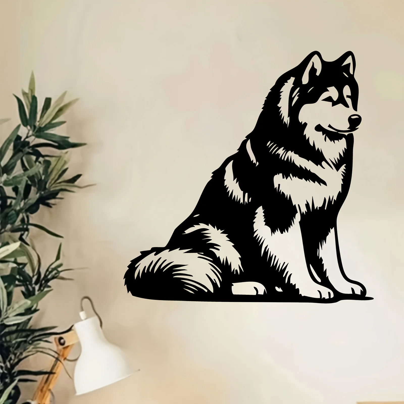 Husky Metal Wall Sculpture Statue Lifelike Iron Dog Mural Indoor Outdoor Garden Fence Decor Gift Dog Lover Weather-Resistant