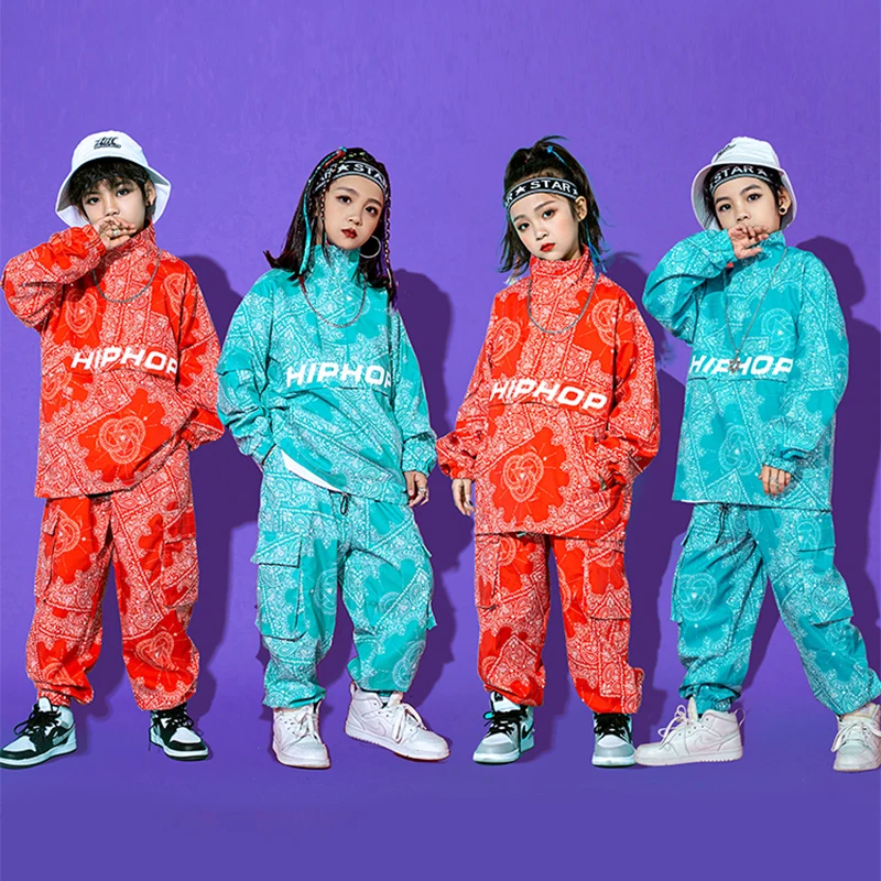 

Street Dance Children Hip Hop Dance Performance Clothing Boys Girls Jazz Dancewear Festival Clothing Printing Outfit YS3078