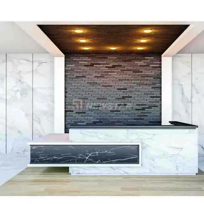 

Customized.Modern Design Modular Reception Counter Storage Front Office Reception Desk Natural White Marble Small Salon Receptio
