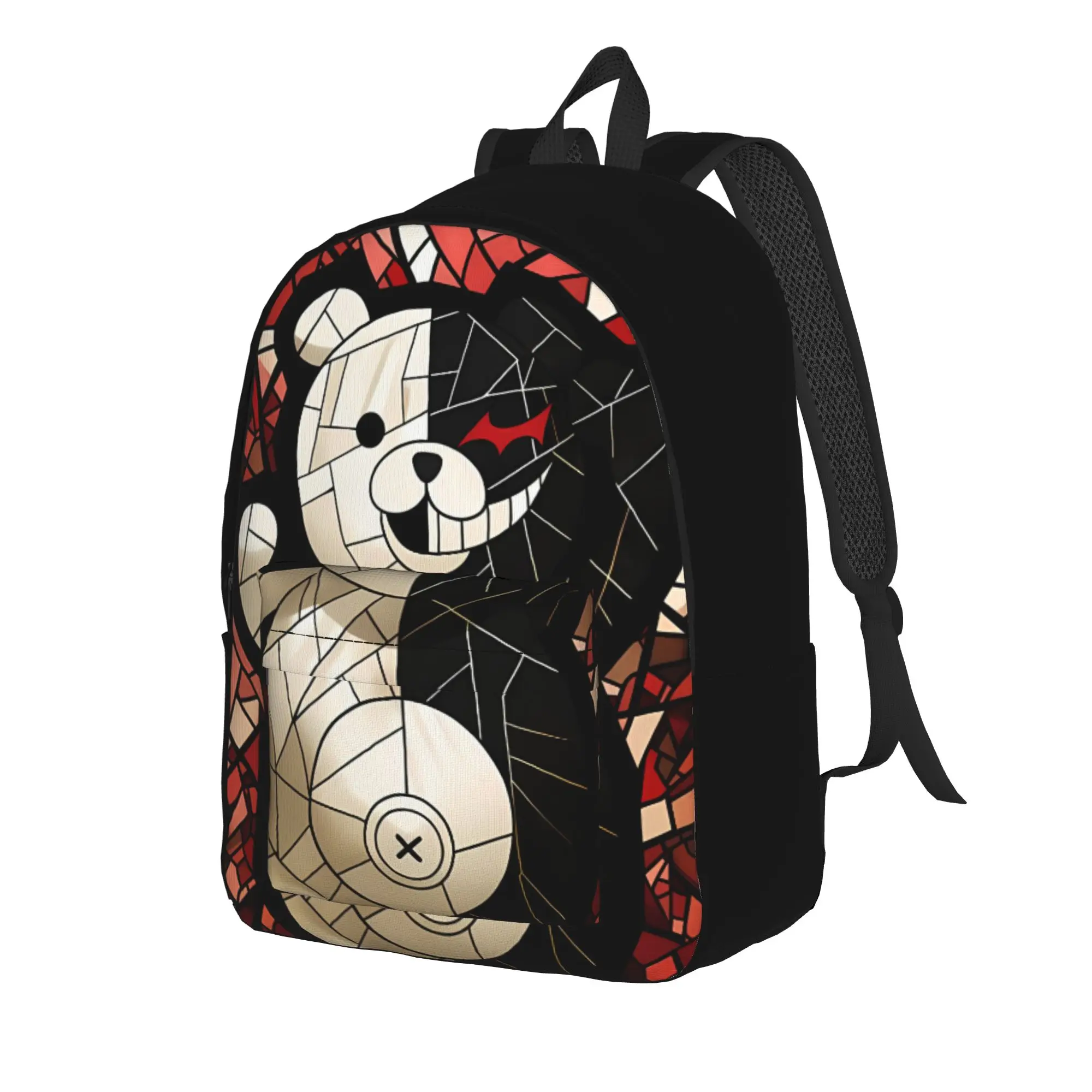 Back to School Season Zipper Closure Stained Glass Monokuma Storage Bag Danganronpa High School Students Book Pack Backpack