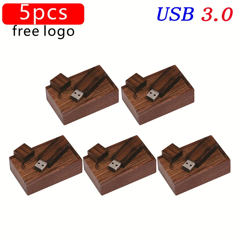 

JASTER 5Pcs/Lot Wooden USB 3.0 Flash Drive Customer Free Logo Pendrive 8GB 16GB 32GB 64GB 128GB U Disk Memory Stick Wedding Gift