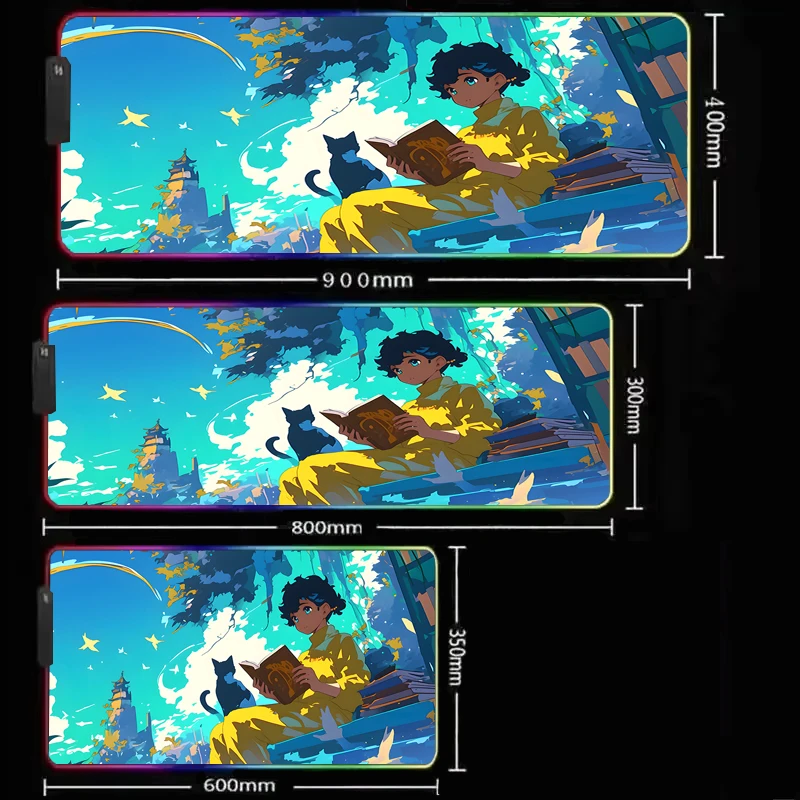 RGB LED Glow Game mousepad 40x90cm Super large rubber non-slip table mat advanced locking process ultra-high definition printing