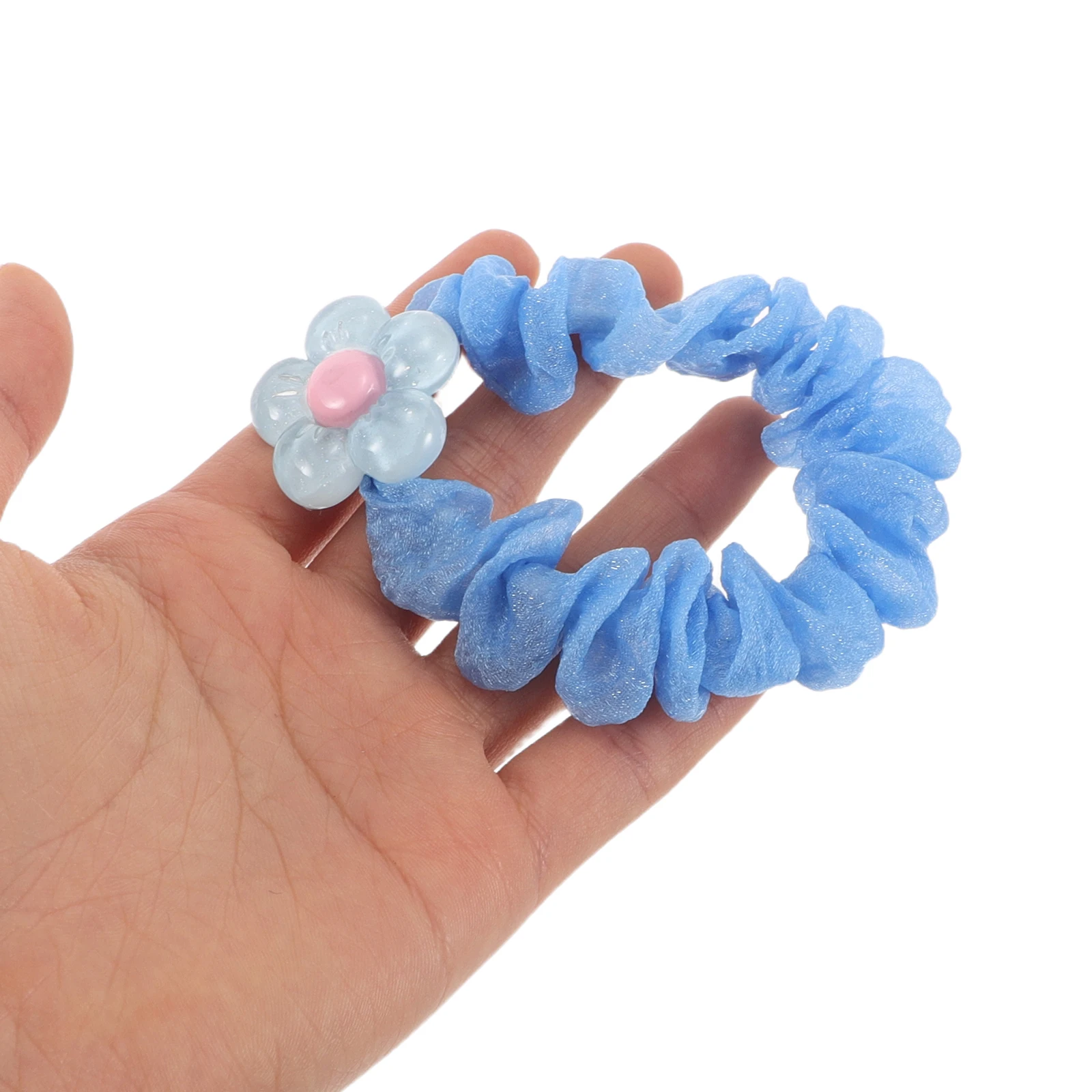 

4pcs Spring Crystal Flower Hair Ties Floral Hairpins Mini Scrunchies Yellow Multicolor Hair Accessories for Girls