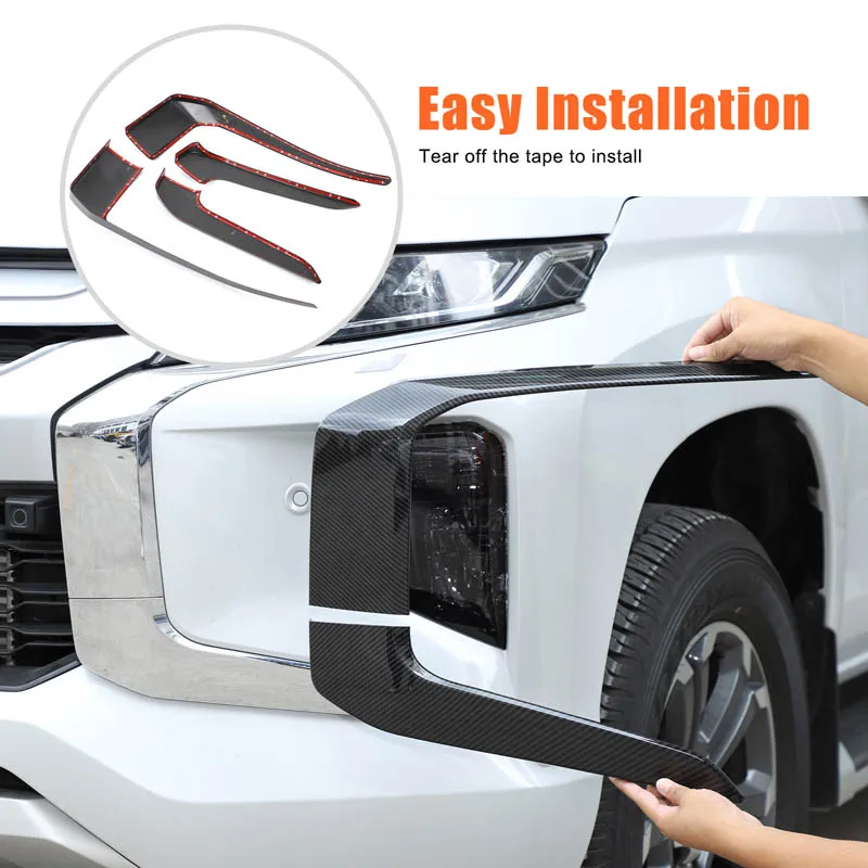 

For Mitsubishi L200 2019-2023 Triton front center grille decorative strip car modification accessories ABS carbon fiber pattern