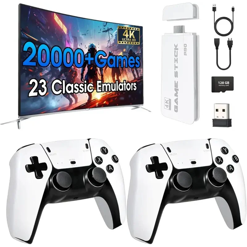 New Retro Video Game Console 2026 with 23 Emulators and More Than 20,000 Integrated Games, 4K HDMI, 2.4G with Two Ina Controller