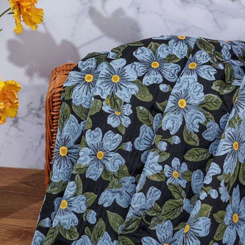 

Luxury 3D Embossed Blue Floral Fabric 2025 Spring Summer Vintage Oil Painting Clutch Dress Eco-Friendly Handmade Textile
