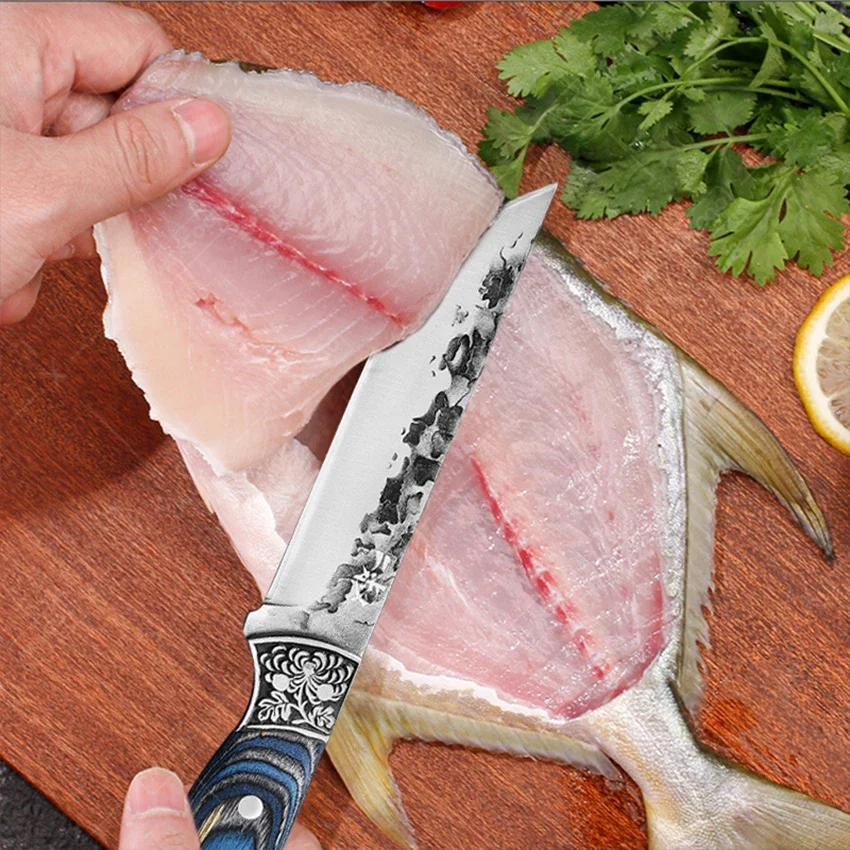 Professional Kitchen Knives Stainless Steel Knife Handmade Bone Cleaver Boning Chef Knife Peeling Fruit Forged Meat Cutting