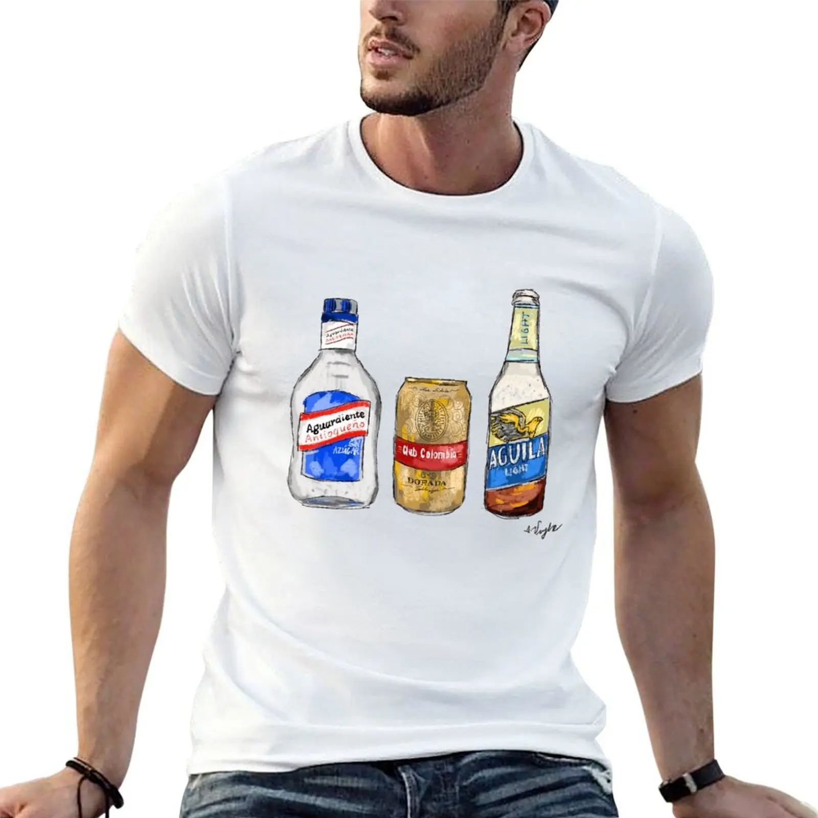 Camiseta Club Colombia, Cerveza, Cerveza Colombiana, Dorada, Aguardiente, Aguila, Camiseta con estampado personalizado, paquete de camisetas de algodón