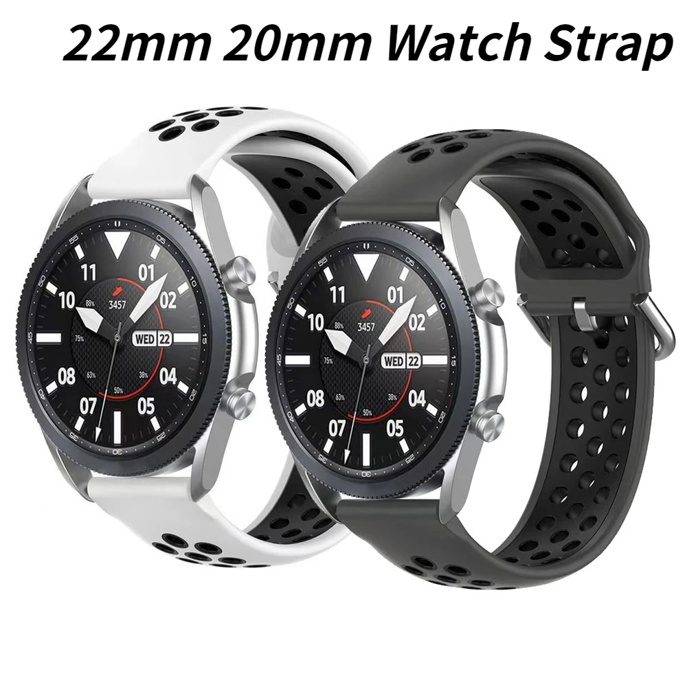 

22mm 20mm Silicone strap for Samsung watch 46mm Active 2 42mm/Huawei watch GT2 Sports replacement strap for Amazfit Bip/Stratos