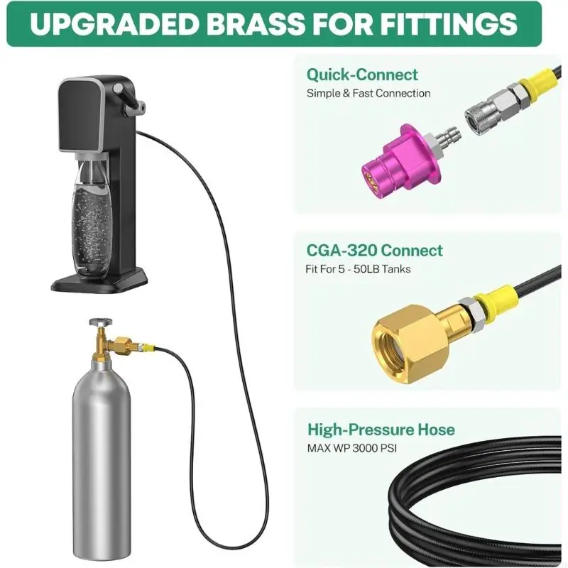 High Pressure CO2 Transfer Hose Materials Aluminum Alloy Sodas Machine Adapter Connector B03E