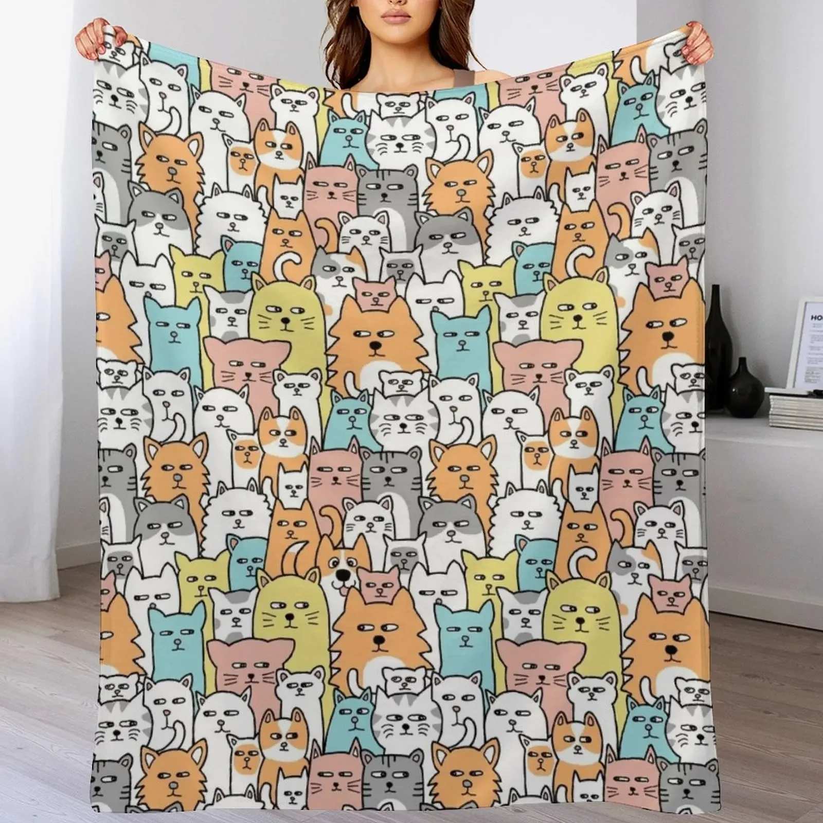 

Suspicious Meows Throw Blanket For Decorative Sofa Furrys Cute Heavy Blankets
