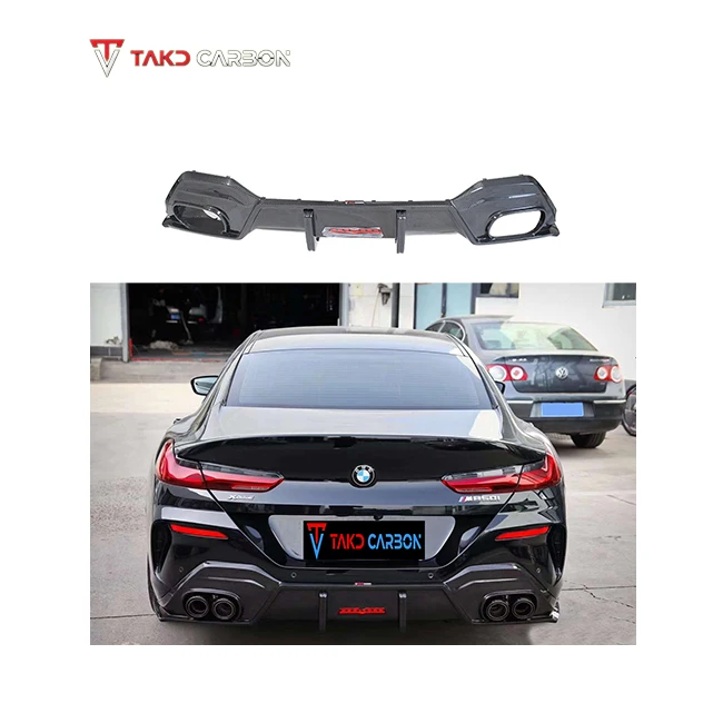 TAKD Carbon universal rear spoilers Dry Carbon Fiber Rear Bumper Lip Diffuser GEN 1 For BMW 8 Series G16 840 850