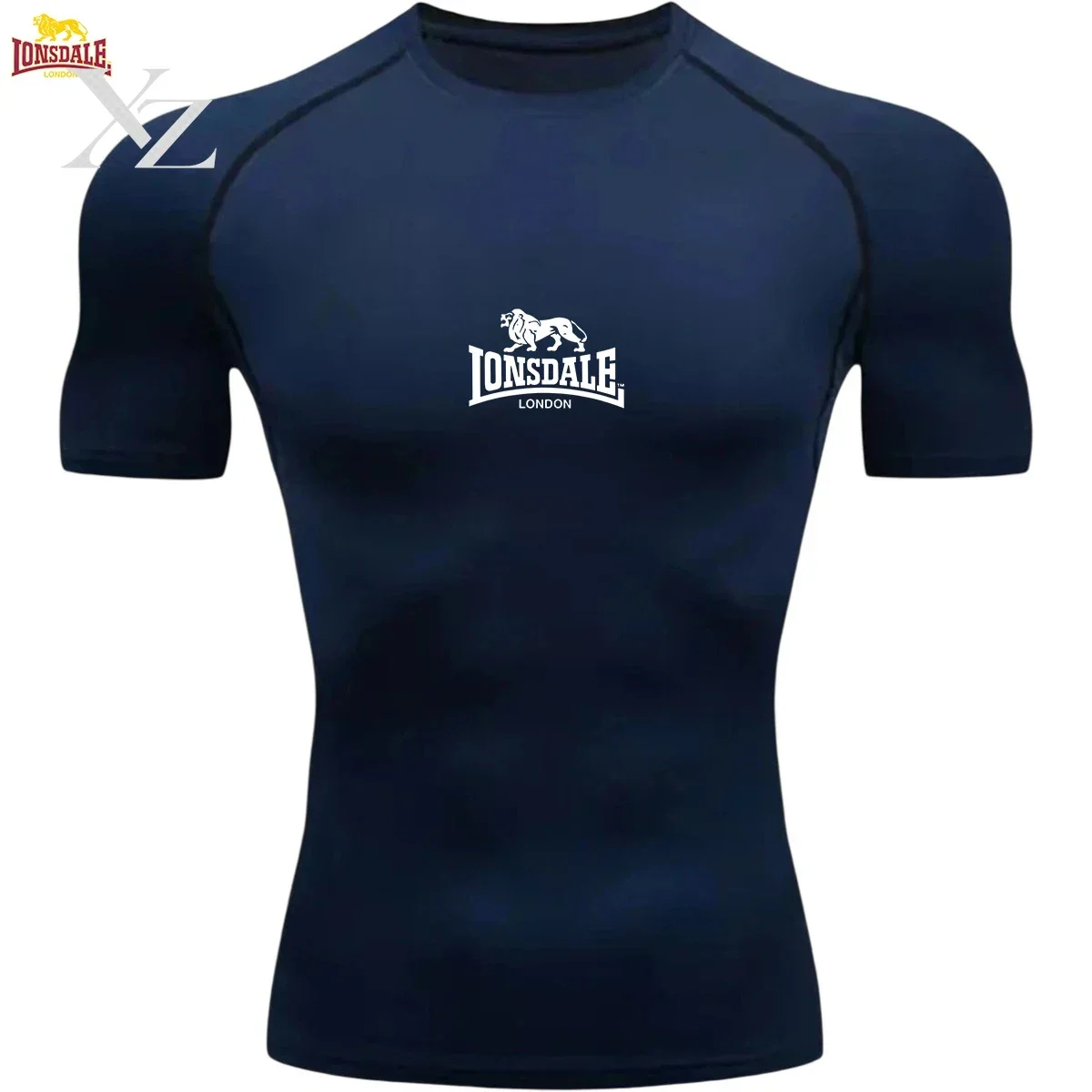 Men's Compression Sports Camiseta Deportiva Lion London Design Quick Dry Muscle Fit for Training Fitness Gym Workout
