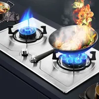For Stainless Steel Cooktop with Double Burner for Natural Gas, Powerful 5.2kW Nine Holes Stove for Cooking
