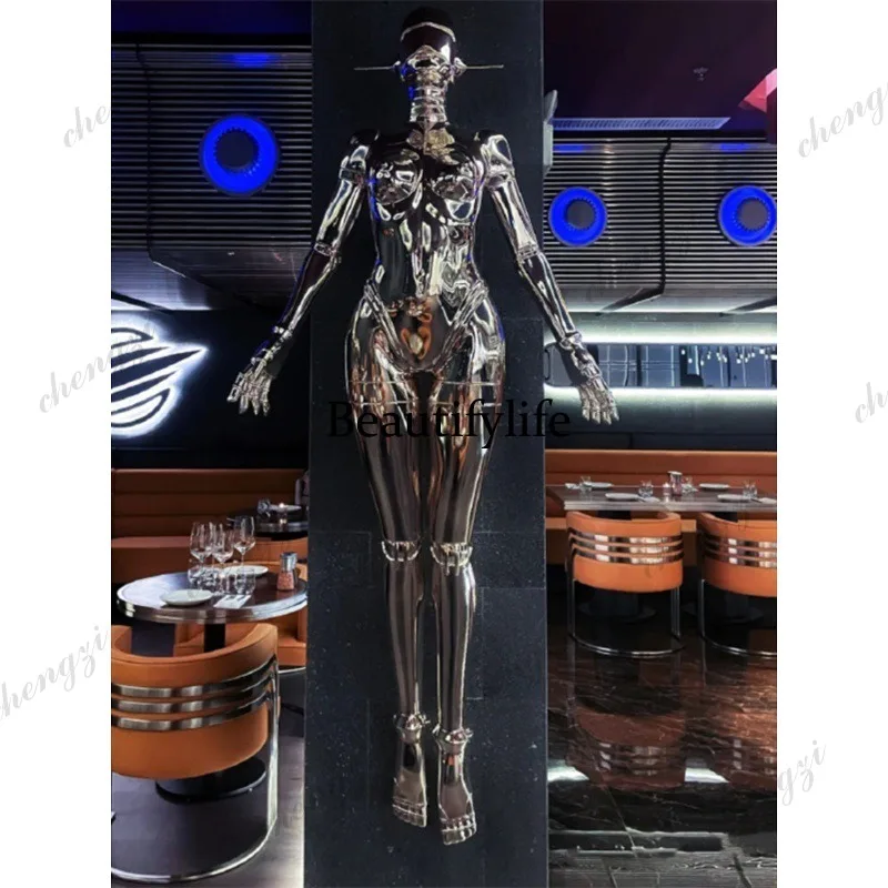 A74 FRP Sculpture Bar Stage Science Fiction Electroplating Floor Ornament