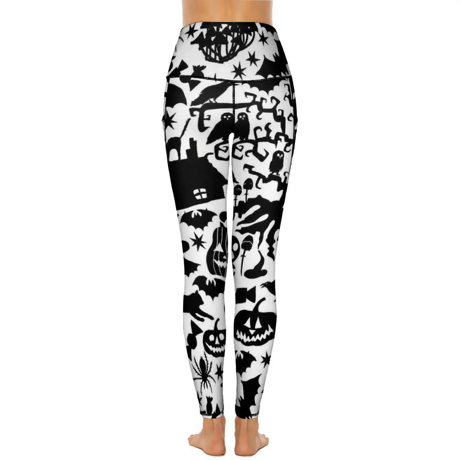 Halloween Scary Evil Pumpkin Yoga Pants Pockets Leggings Sexy Push Up Breathable Yoga Sport Legging Stretchy Workout Leggins