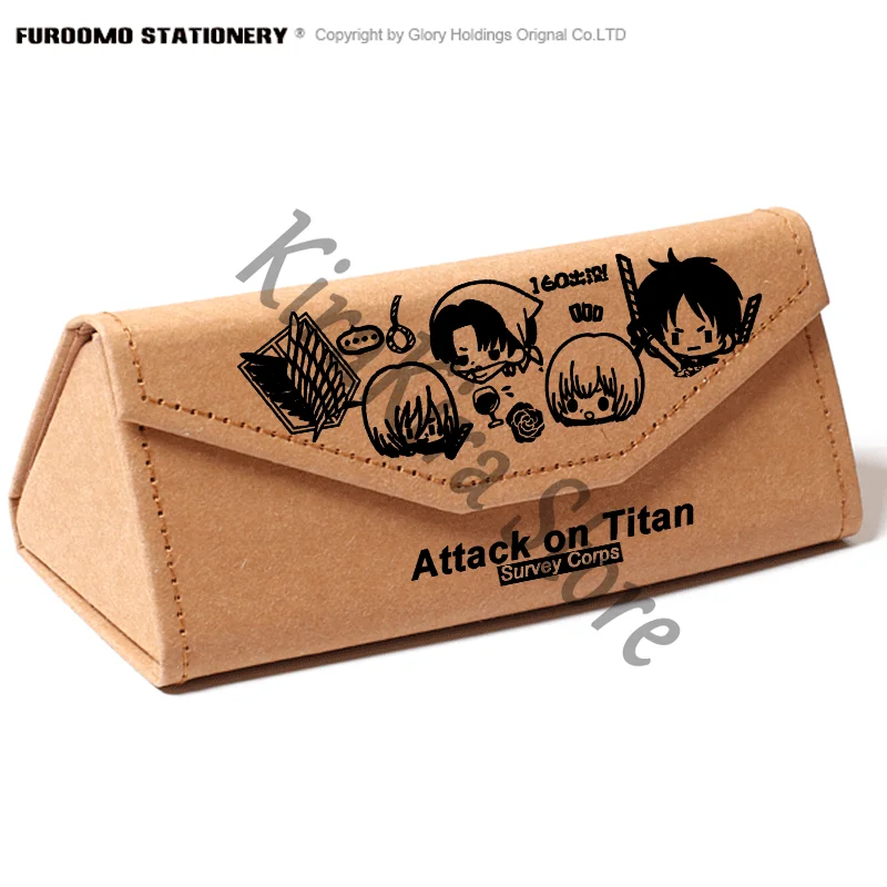 

Levi Ackerman Attack on Titan Eren Jaeger Spectacle Cases Cosplay Kraft Paper Glasses Case Mikasa Anime Storage Box Armin Arlert