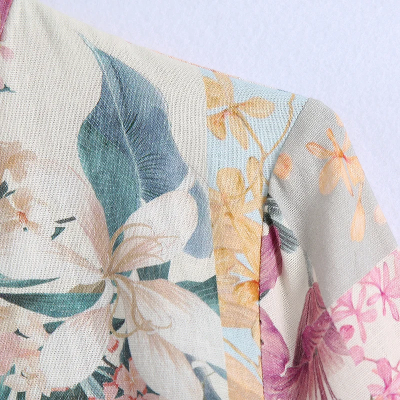 Sukienka koszulowa z długim rękawem i kwiatowym nadrukiem