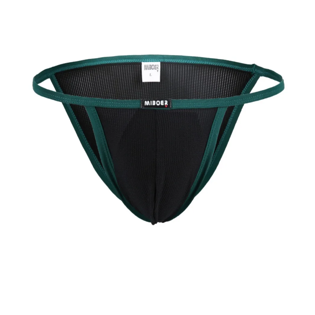Men's Erotic Bikini Ice Silk Mesh Breathable Elasticity Comfortable Low-rise Penis Pouch Brief Gay Contrast Sexy Quick Dry Tanga
