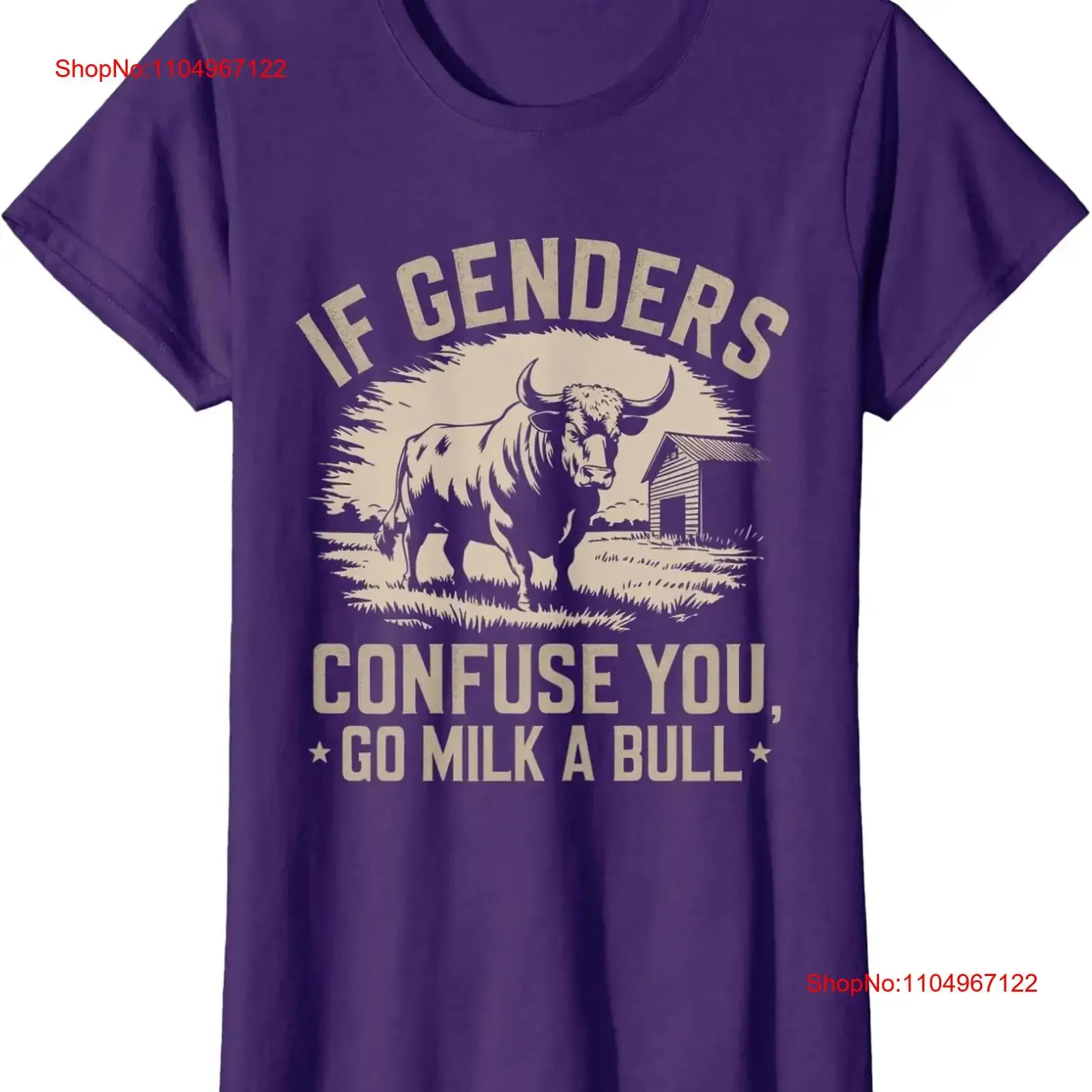 

You Go Milk a Bull Vintage Genders Confuse Funny Ladies' Crewneck T Shirt vintage Washed homme fashion Top For Everyday Wear
