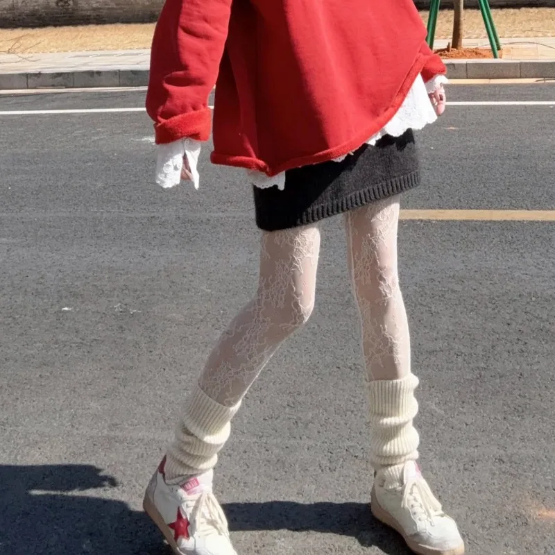 Spring Summer Sun Protection Tights Irregular Three-dimensional Flower Lace Legging Jumpsuit Elastic Socks Ankle-length Socking