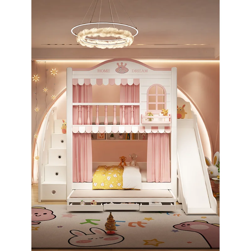 

Children's beds bunk beds bunk beds with the same width Boys' high boxes, high and low children's