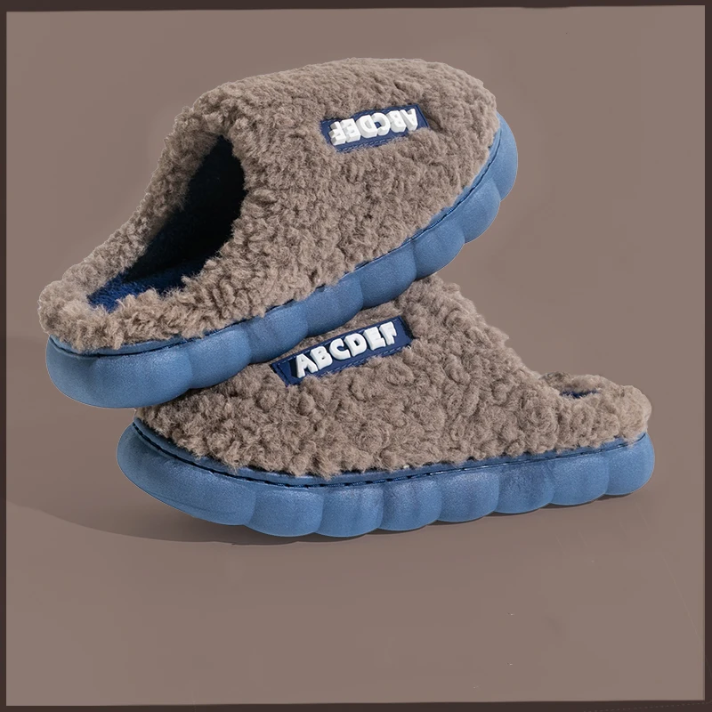 2024 New Trend Winter Couple Indoor Non-slip Mule For Men Women Flip Flops Warm Fluffy Slippers Home Slides Casual Cotton Shoes