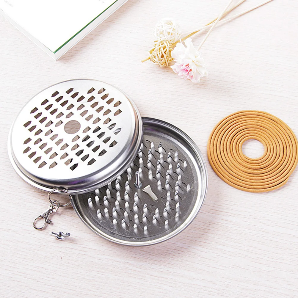 حامل حديد معلق على رف البخور مع غطاء حامل معدني محمول للتخييم والسفر الداخلي والخارجي