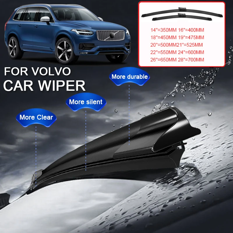 2PCS Car Front Windshield Rubber Wiper Auto Accessories For VOLVO POLESTAR 2 4 C40 EX30 EX90 S60 S90 V40 V60 V90 XC40 XC60 XC90