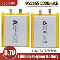 955565 Lithium Polymer Battery 3.7V 5000mAh Rechargeable Lipo Batteries for Mobile Power Bank GPS Locator Camera Tablet PC DVD