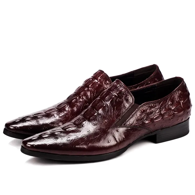 Dress Shoes Men Genuine Leather Oxford Office Shoes Luxury Formal Leather Shoes Slip on Wedding Shoes For Men