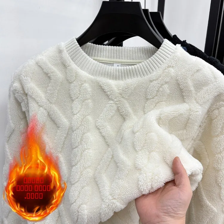 

Thiened One-Piece Fce Warm Knitted Sweater Men's Autumn Winter Orlon Twist Base irt Upper Apparel Men's Faion