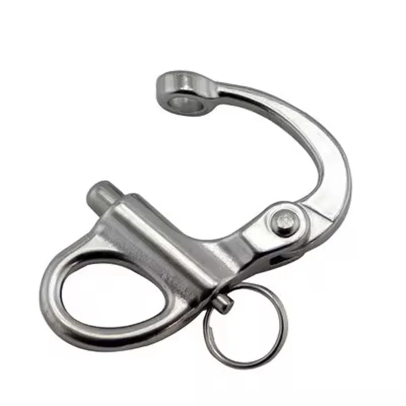 316Stainless Steel 50 Fixed Snap Anchor Shackle Rigging Silver Fixed Eye Bail with Eye Ring for Sailboat image 3