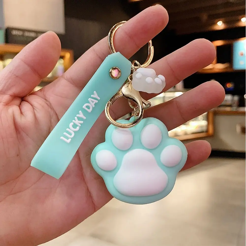 Fashion Silica Gel Car Key Ring Personality Children Cartoon Animal Korean Style Key Rings Cat Paw Key Buckle Women Key Chain