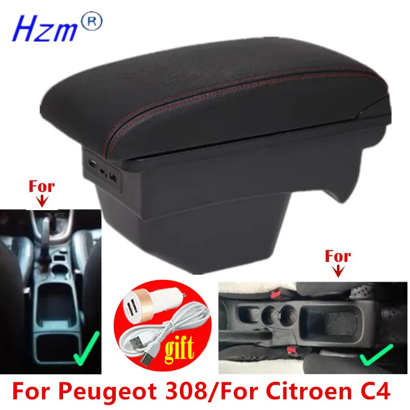 

Автомобильный подлокотник для Peugeot 308 T7 SW 2008 2009 2010 2011 2012/Citroen C4 2011 Модернизированные детали Центральный ящик для хранения USB Accessori