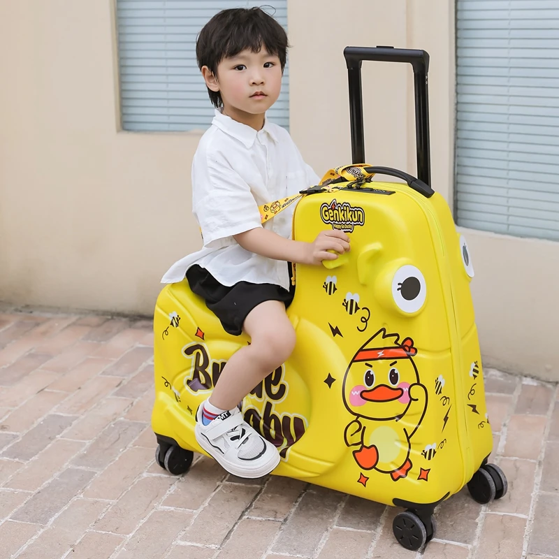 

Детский чемодан-каталка с мультяшным дизайном, жесткий корпус, дорожная сумка с четырьмя поворотными колесами, 24 дюйма