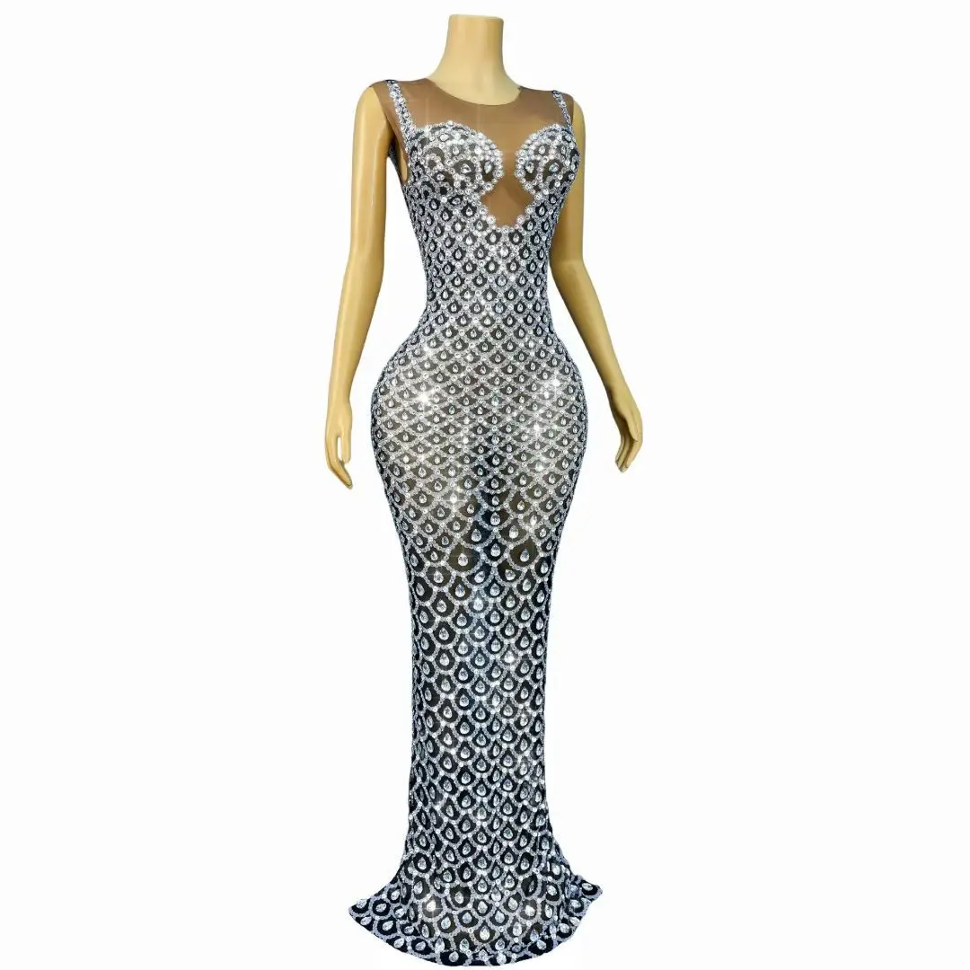 Yuquan Luxus Dubai Abendkleid Ärmelloses Langes Frauen Strass Kleid Promi Roter Teppich Runway Kleid Quinceanera Kleid