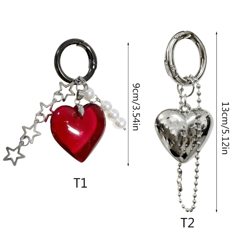 Trendy Alloy Keychain Big Heart Pendant Key Rings Jewelry Bags Phone Accessory Y08E