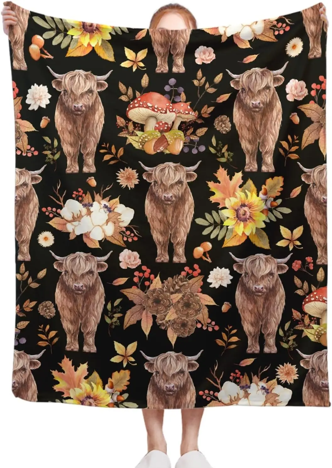 

Fall Highland Cow Blanket, Highland Cow Throw Blanket, 30 x 40 Inch Throw Lightweight Super Soft Cozy Blankets for Couch Bed Sof