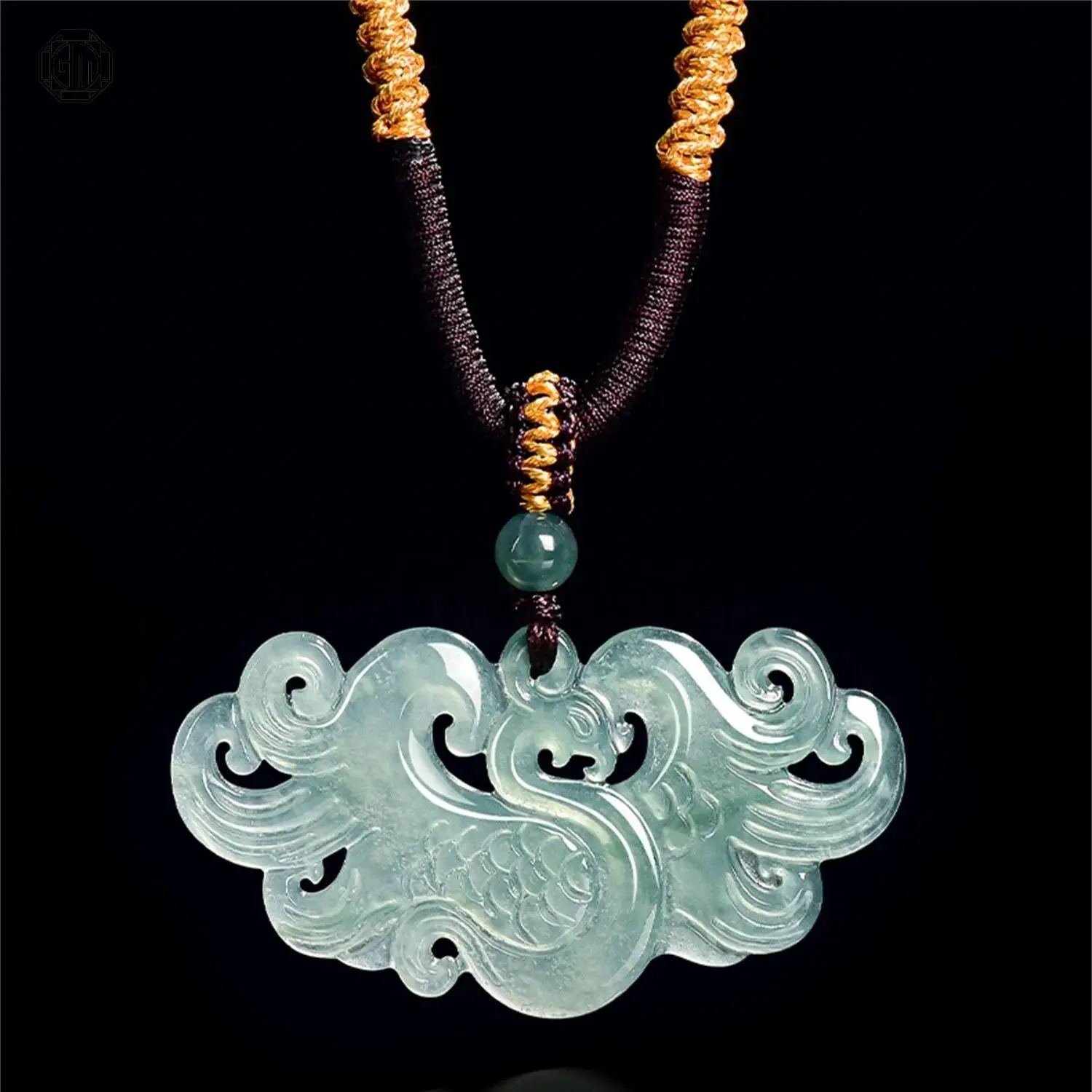 

Натуральный кулон из жадеита типа А «Синий Водный Феникс» на удачу, ледяной тип, унисекс, для мужчин и женщин, нефритовое ожерелье