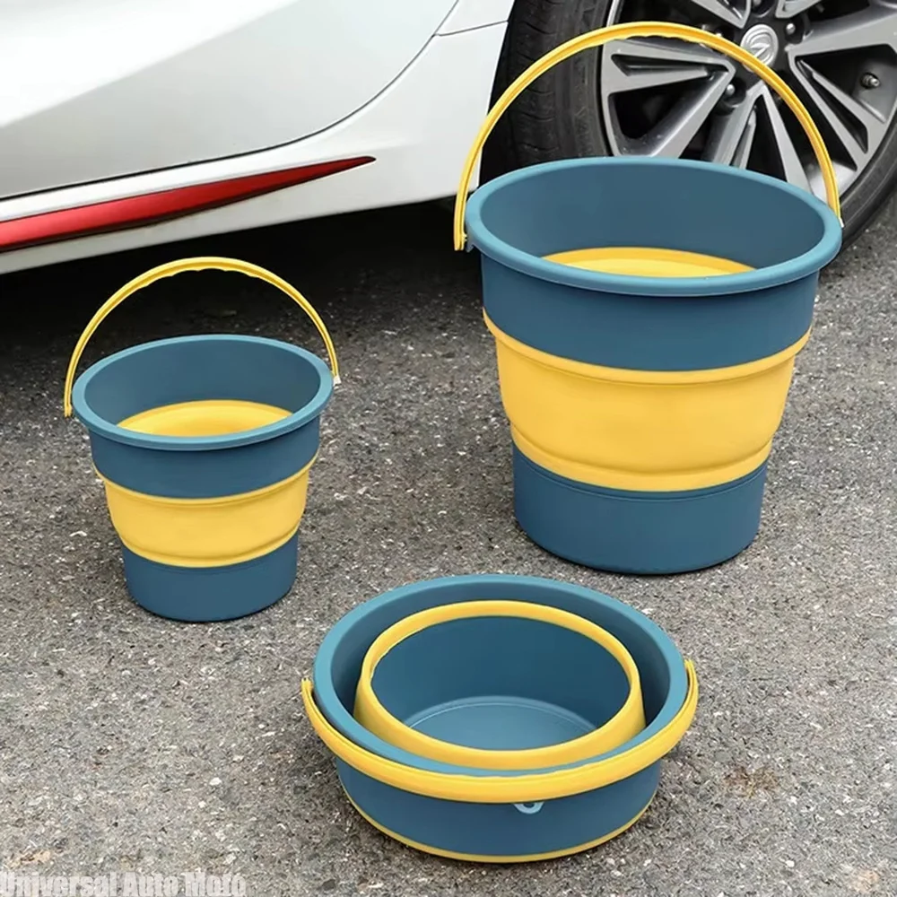 For Outdoor Camping & Car‑Wash 5/10/17L Thickened Silicone Collapsible Bucket Portable Foldable Water‑Pail For Fishing Storage