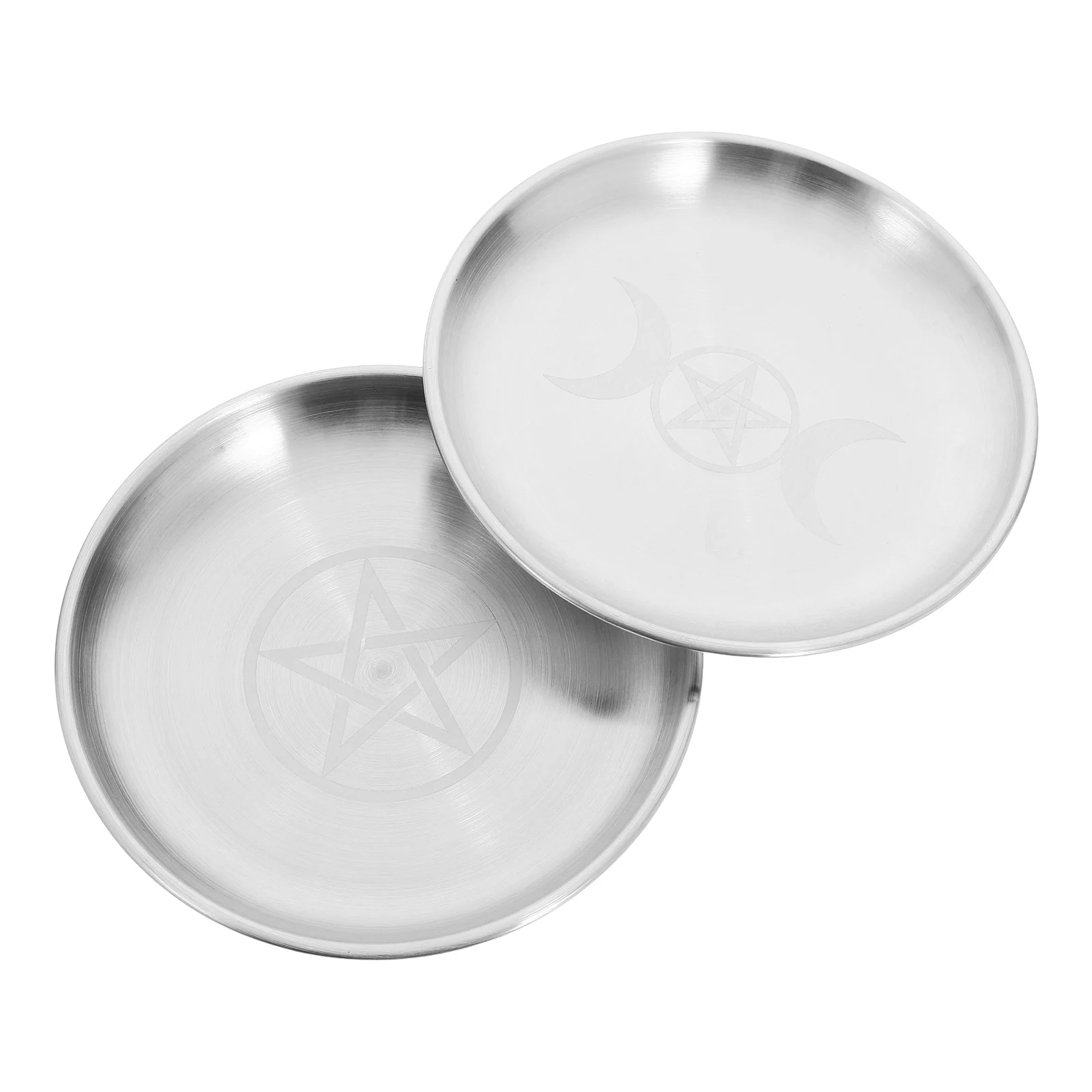 

Mystic Pentacle Gold Plate Iron Decorative Storage Tray Crystals Candles Offering Bowl Prayer Plate Trinket Ring