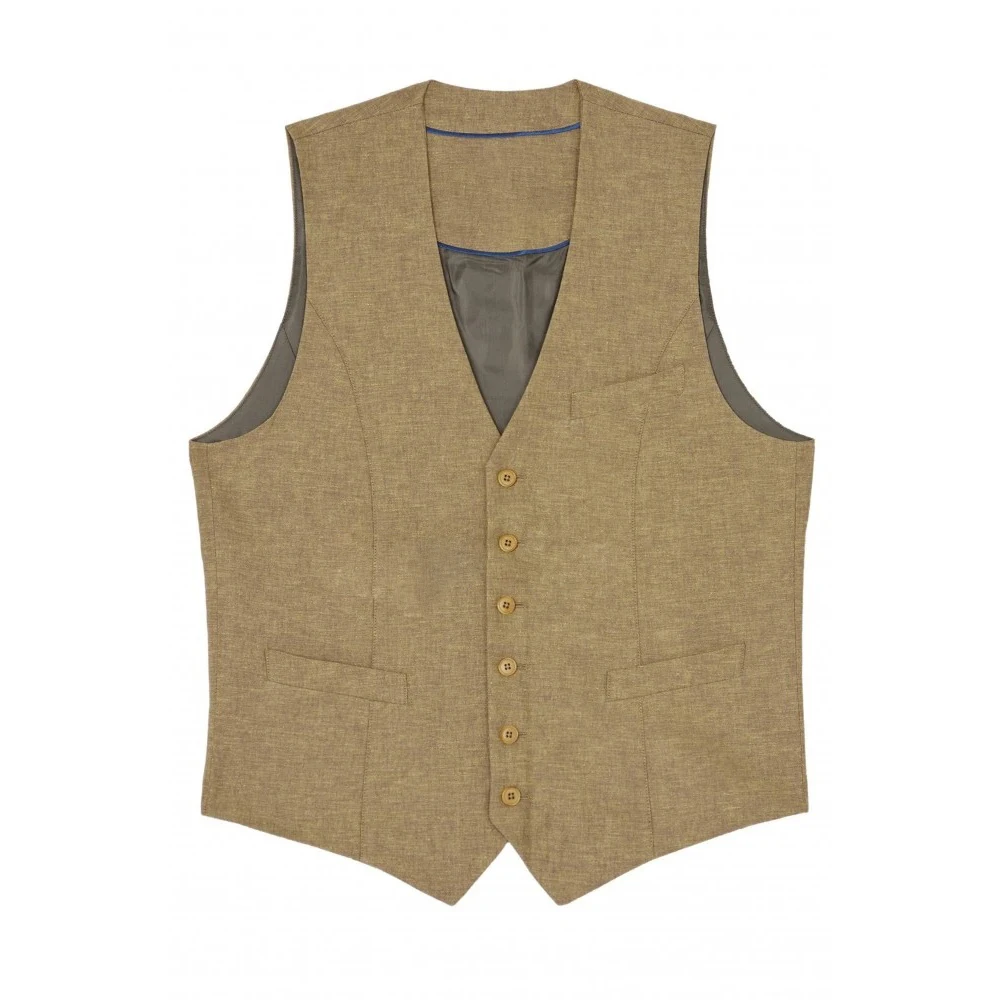 سترة كتان للرجال بدلة صدرية للرجال فستان رجالي جيليه بدون أكمام أنيق للعمل كلاسيكي